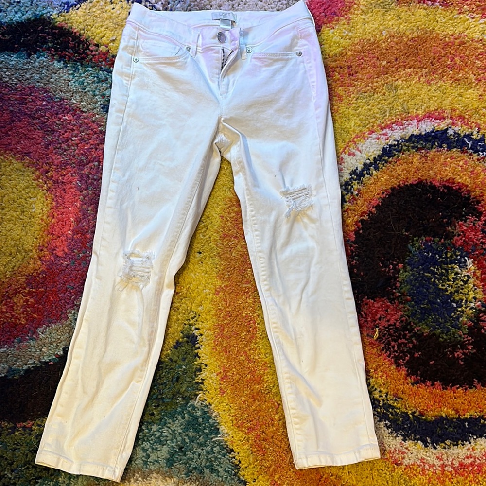 Loft petite skinny jeans in white